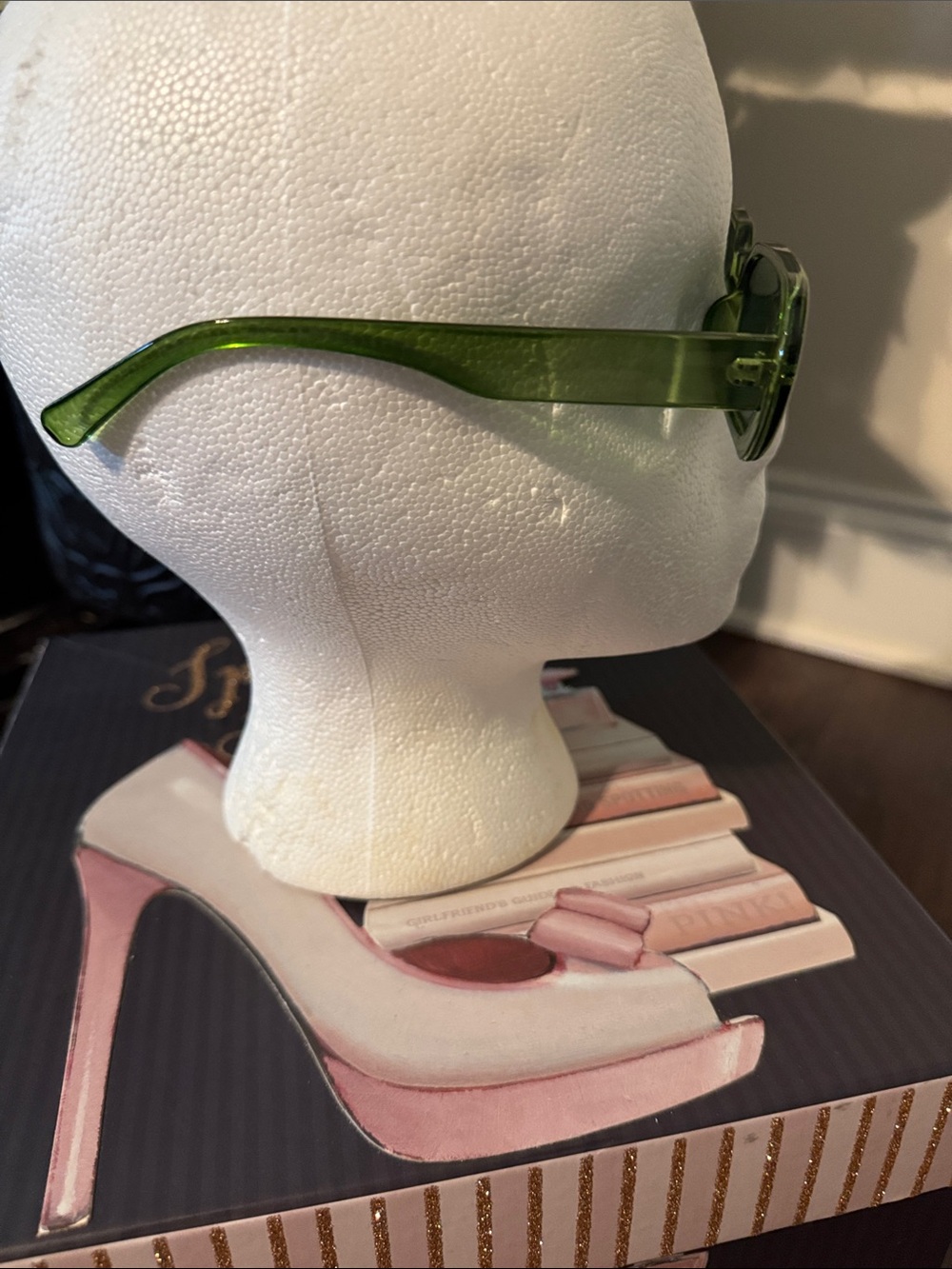 Transparent Green Rectangular Sunglasses - Picture 2 of 3